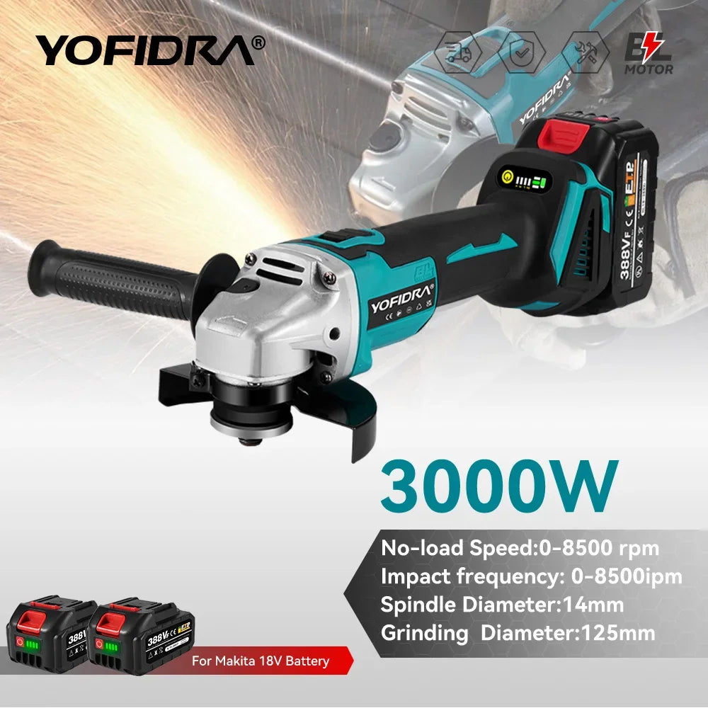 125mm Brushless Cordless Angle Grinder with 4 Speed Settings