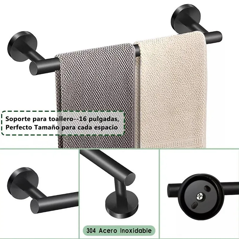 Wall-Mounted Bathroom Hardware Set, 4-Piece, Bright Silver
