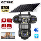 Solar 4G Outdoor Camera 64G 12MP 3-Lens, 10X Zoom, 8000mAh Battery, Remote Access