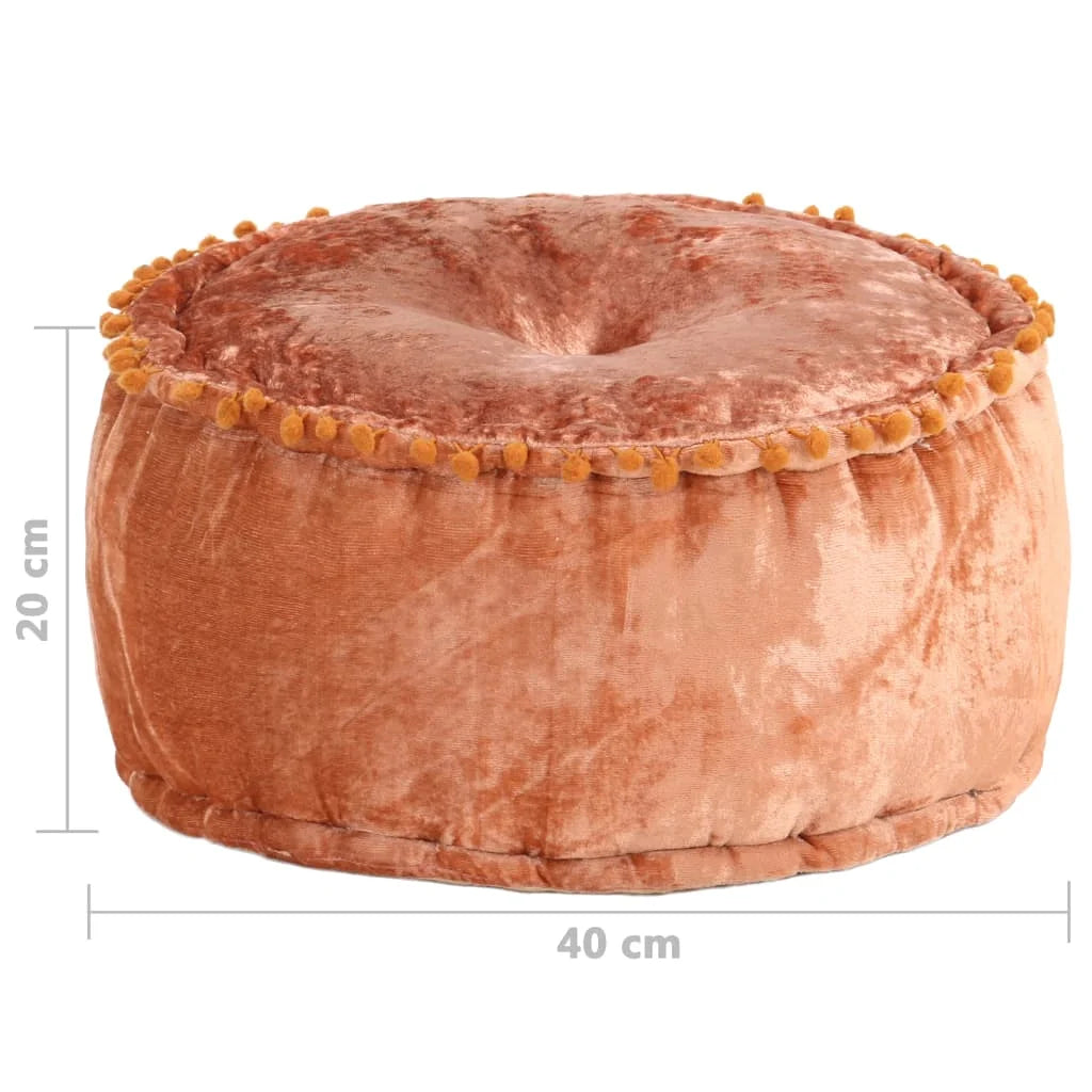 Compact Velvet Ottoman 40cm – Rust-Coloured Footstool for Living Room