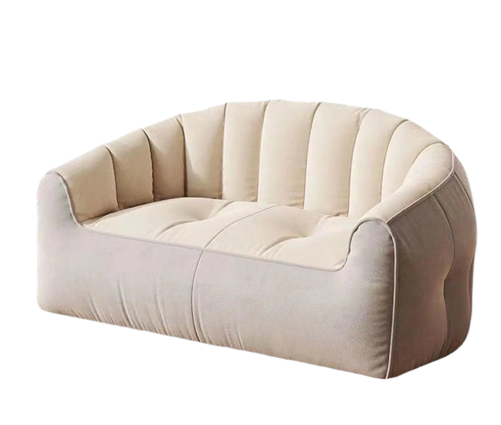 Compact 2-Seater Couch Soft Velvet Sofa for Bedrooms & Studios, Light Gray Beige Finish