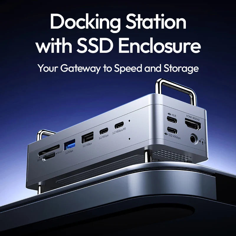 USB-C Docking Station with SSD Enclosure – 2-in-1 Minimalist Setup