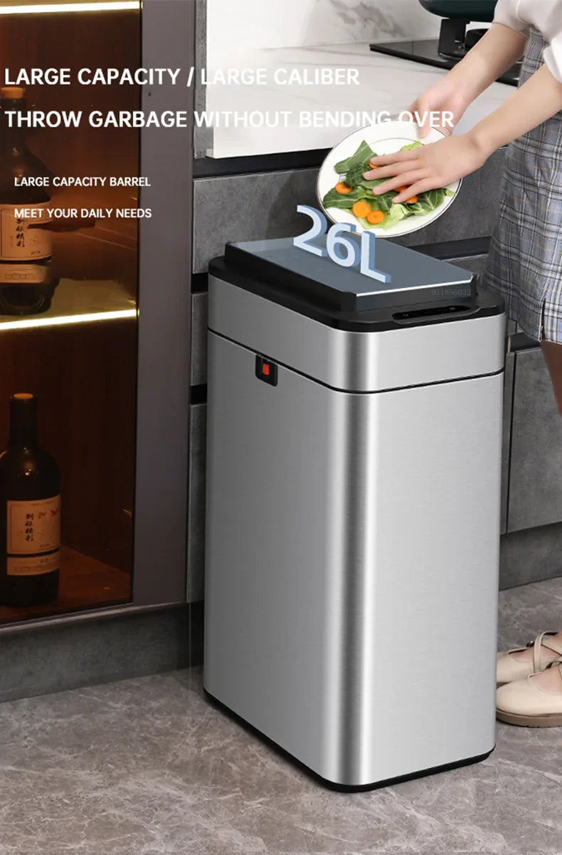 15L Smart White Trash Bin with Automatic Lid