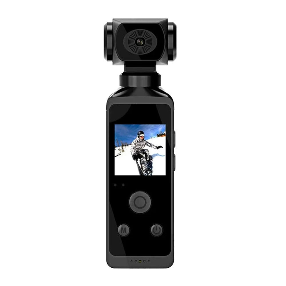 Rechargeable 4K Action Cam Compact Gimbal Recorder with WiFi, Mic, 270° Rotation Black