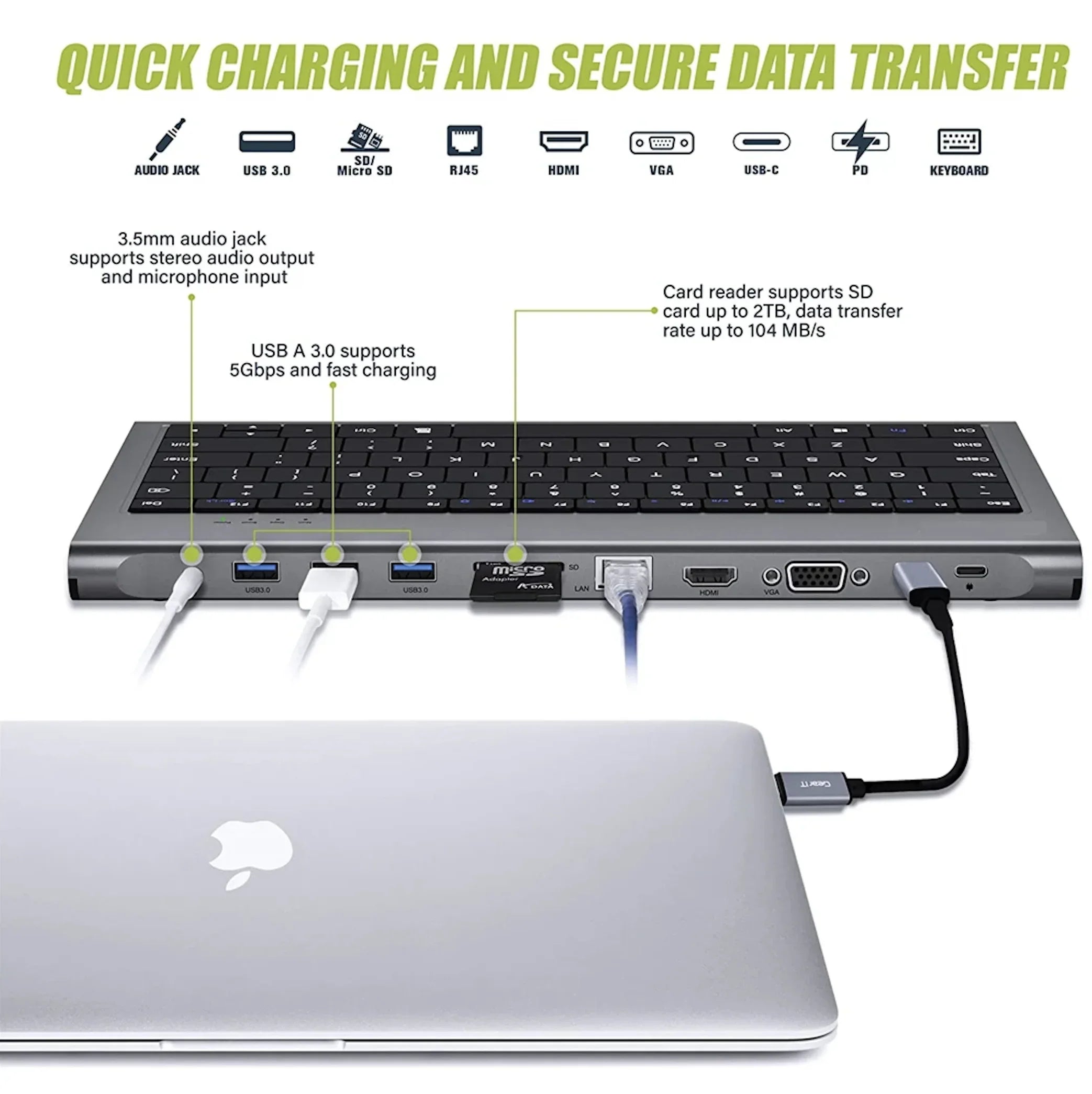 11-in-1 USB-C Docking Station with Keyboard & HDMI