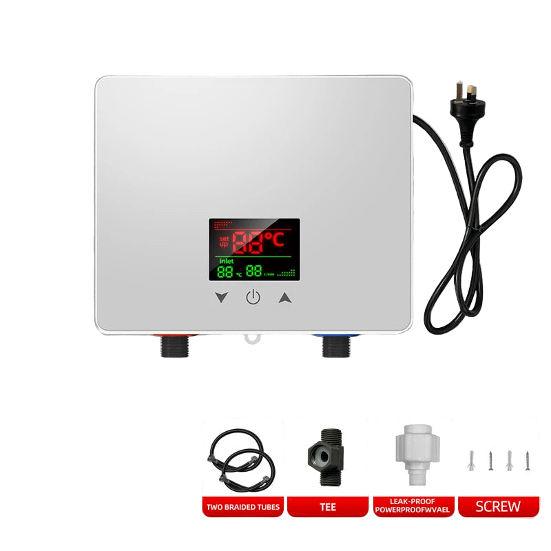 Compact Electric Water Heater for Bathroom & Kitchen, Adjustable Temperature