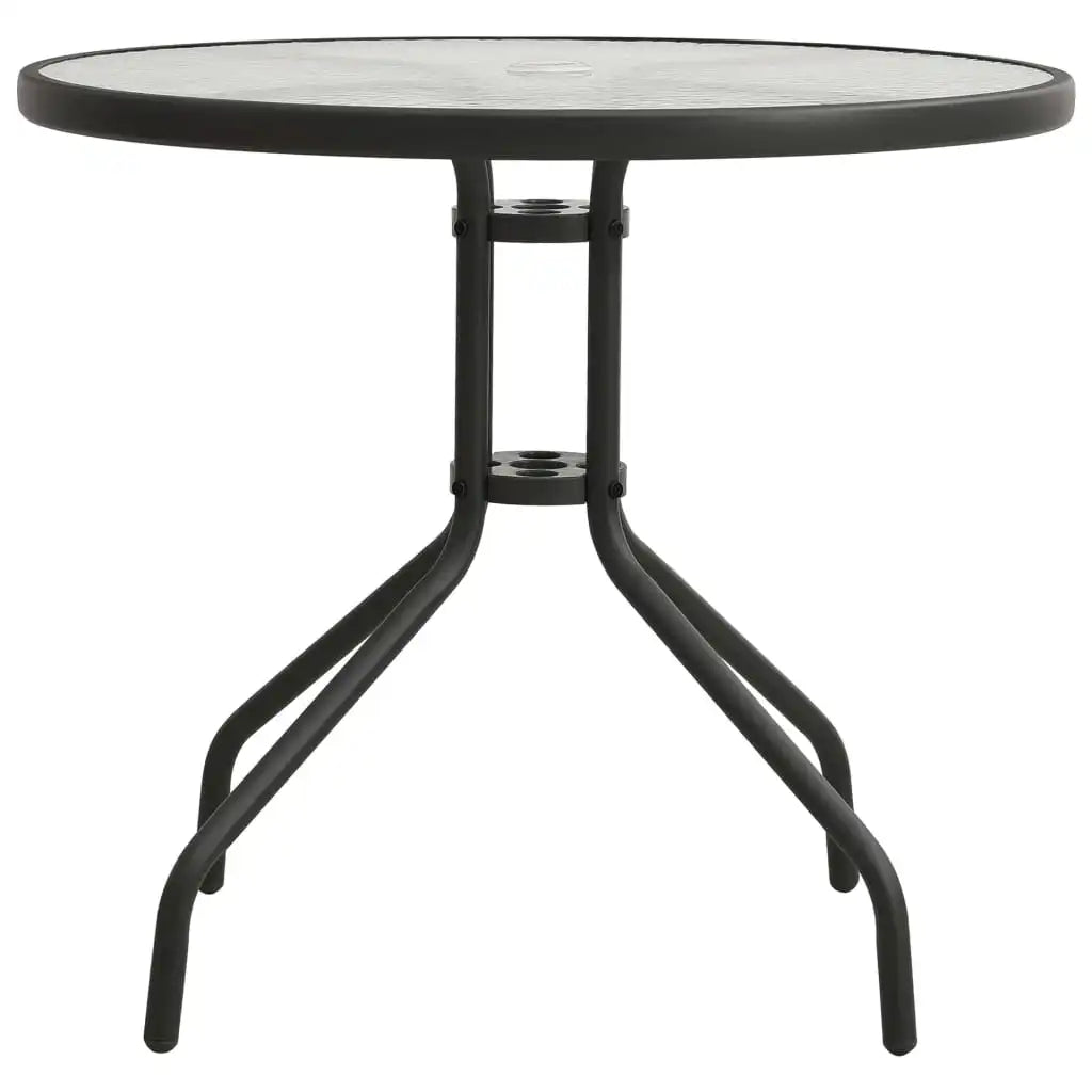Round Outdoor Bistro Table – Tempered Glass Top, 80cm Anthracite, Steel Frame