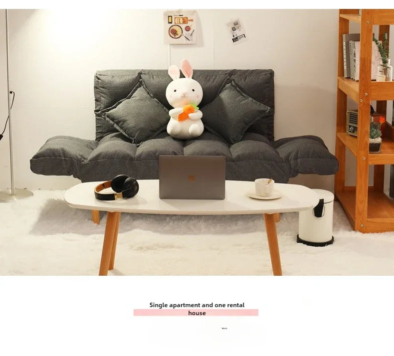 2-in-1 Foldable Sofa Bed Space-Saving Double Lounge Chair for Apartments, Gray
