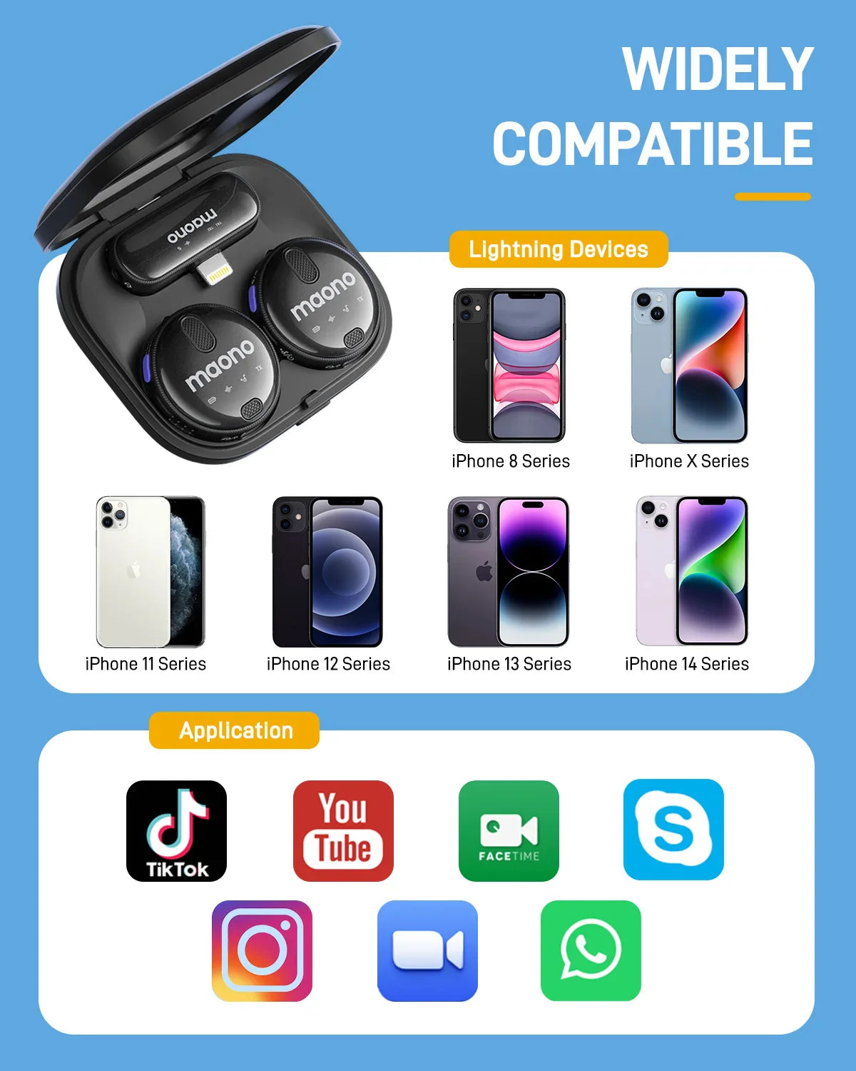 Wireless Lavalier Microphone, 2-Level Noise Reduction, 18H Battery Life, Black