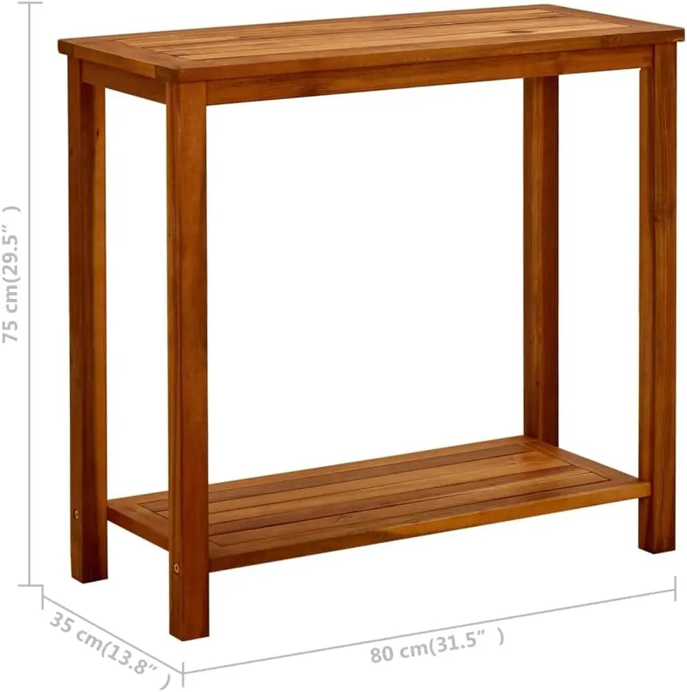 Outdoor Solid Acacia Console Table Weather-Resistant Patio & Terrace Furniture, 80x35x75cm