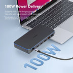 13-in-1 USB-C Docking Station with Triple Display, 100W PD, 2.5G LAN & LED – MacBook M1/M2 Compatible