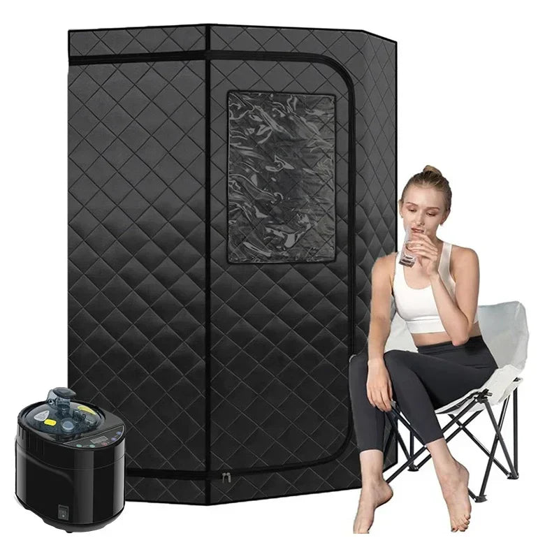 Full Size Home Steam Sauna 4L 1600W Black Set