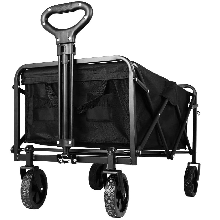 Heavy-Duty Collapsible Folding Wagon Cart – STC Black | All-Terrain Outdoor Utility Trolley