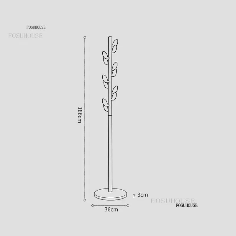Solid Wood Floor Standing Coat Rack Modern Clothes Hanger for Bedroom or Living Room
