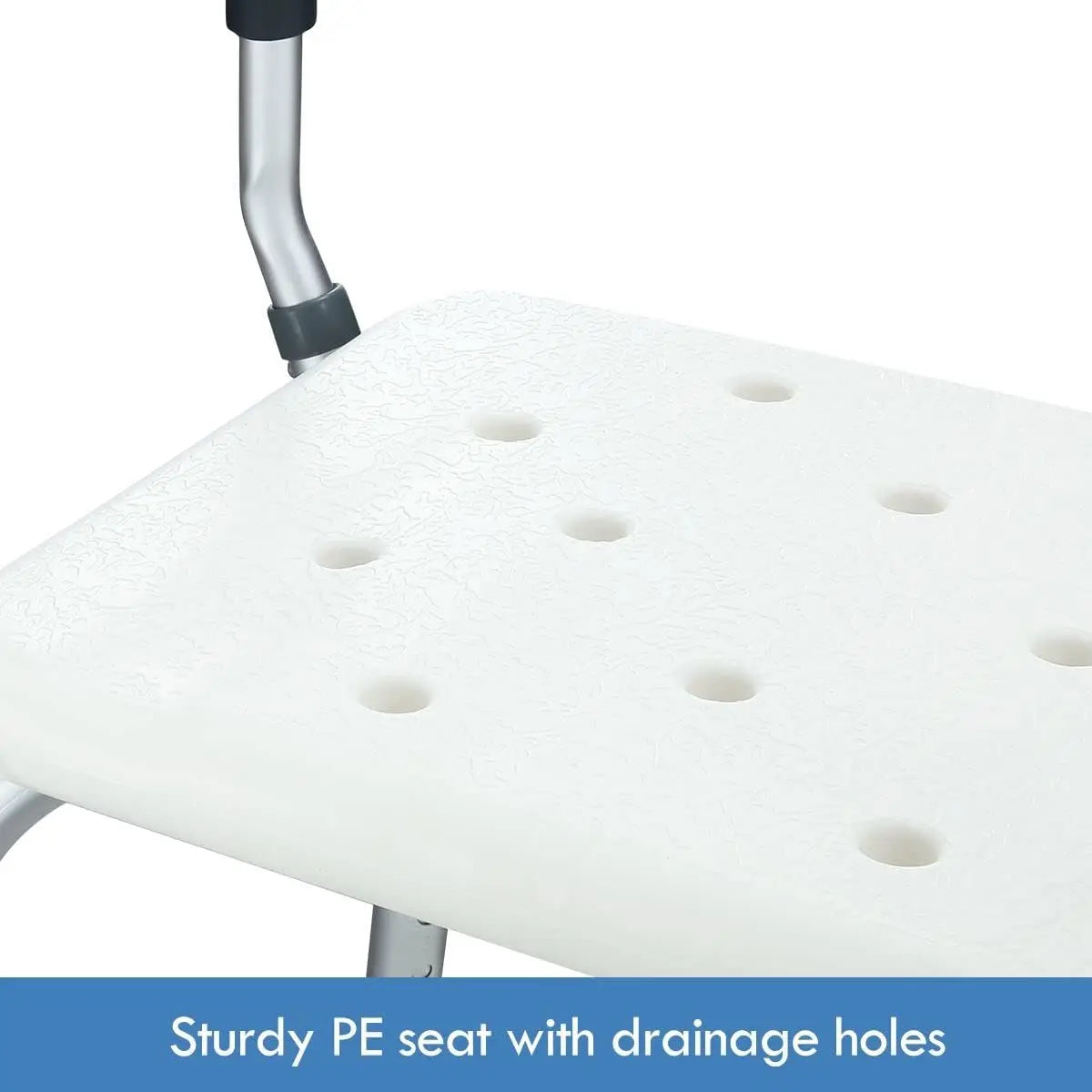 Bathroom Shower Stool with Non-Slip Seat, Foam Handles & Adjustable Height
