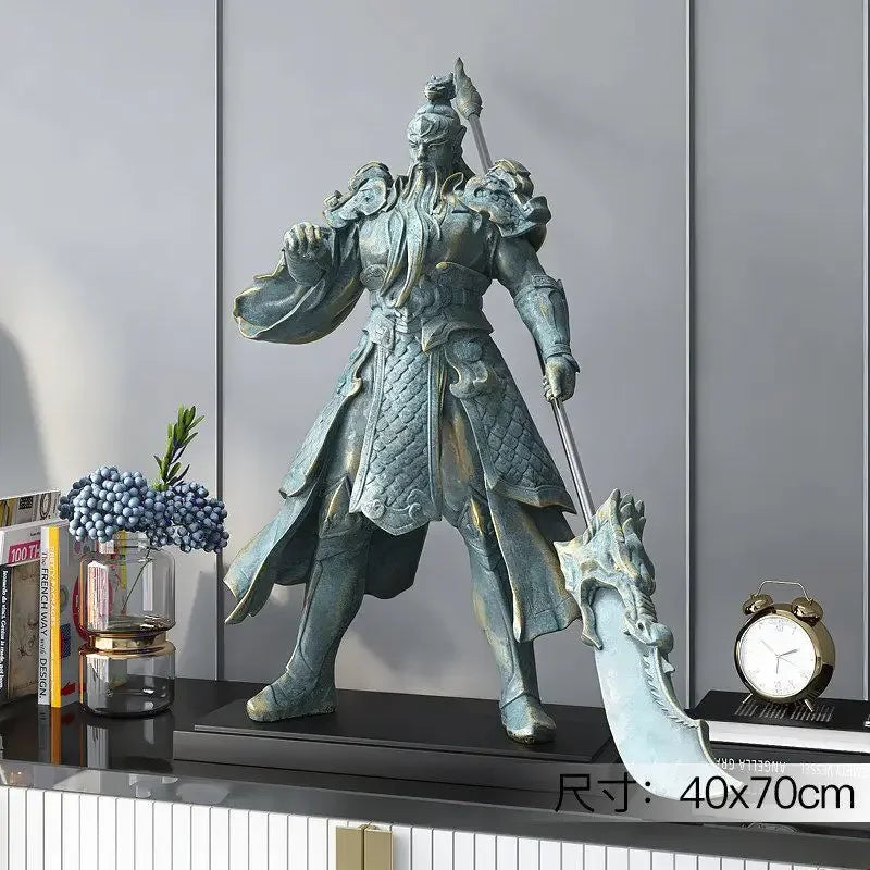 Handcrafted Guan Yu Ornament 70cm Chinese Style Sculpture for Living Room, Store, or Hotel