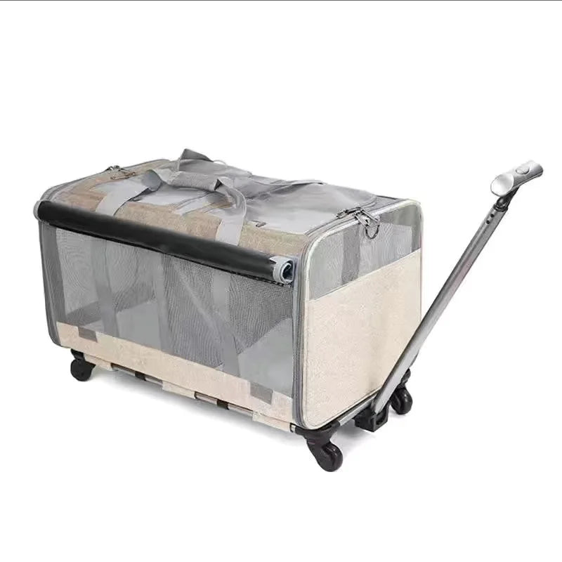 Large Capacity Cat Travel Khaki Backpack – 71cm x 38cm x 10cm, Foldable, Portable & Ventilated