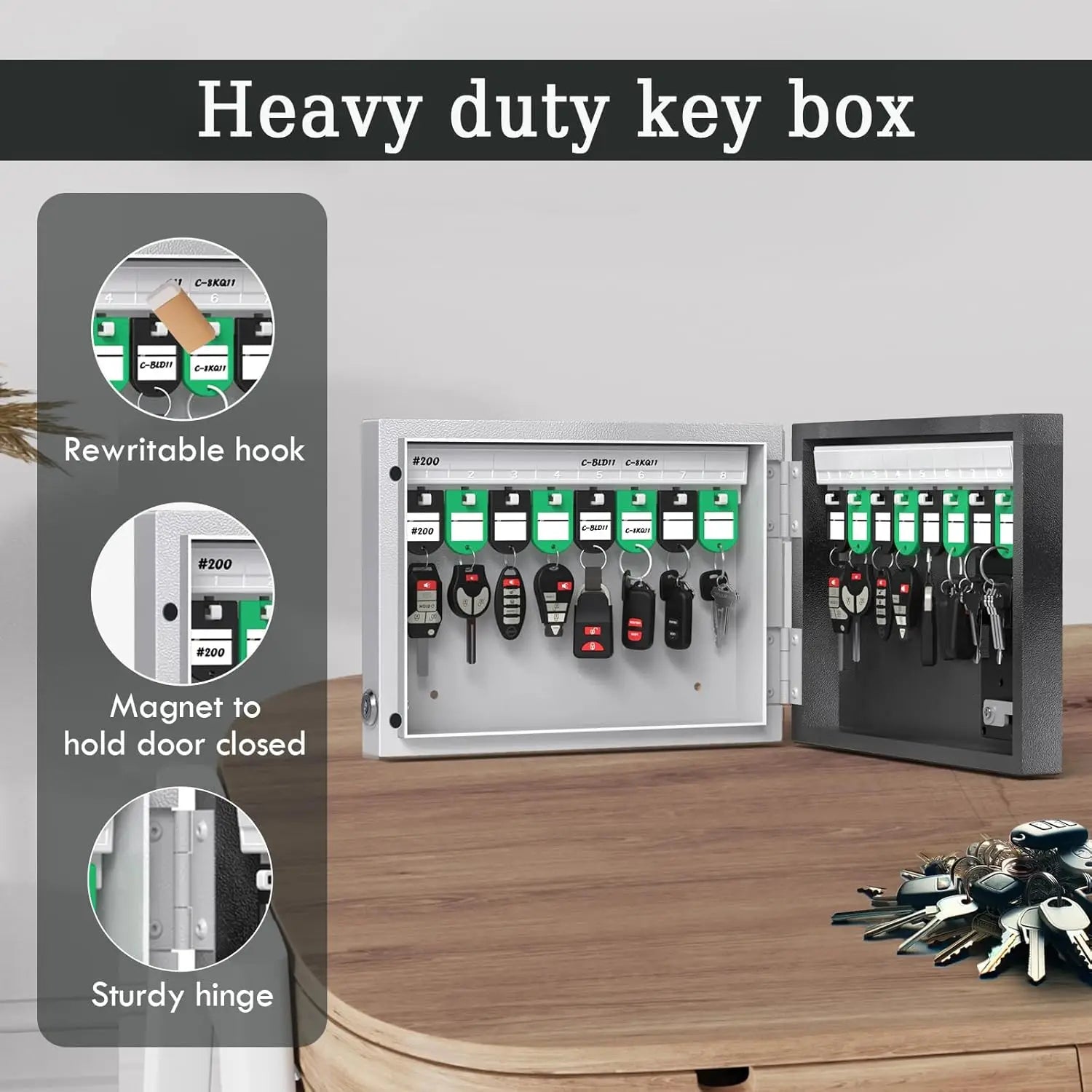 16-Key Wall-Mounted Storage Box with App & Bluetooth Access