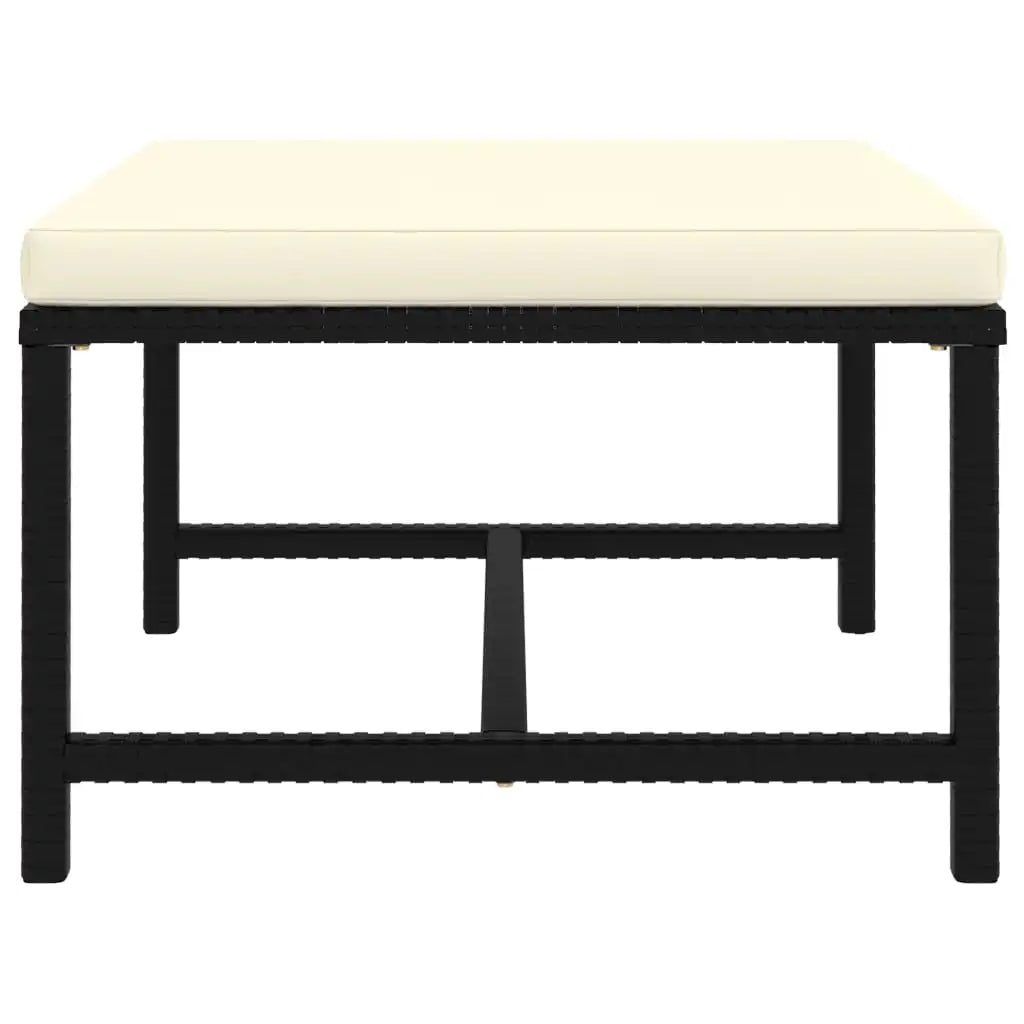 Modular PE Rattan Outdoor Ottoman with Removable Cushion – Black 60x60cm
