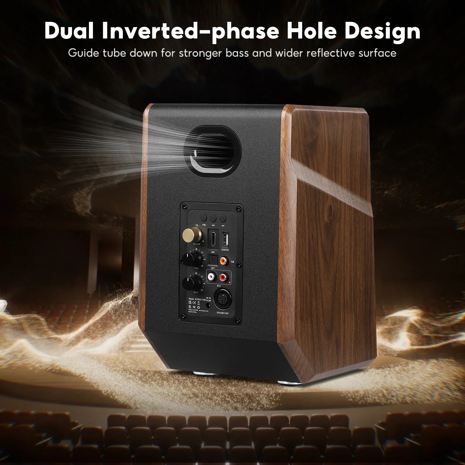 120W Bluetooth Bookshelf Speakers with Subwoofer Output