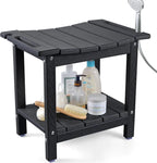 Bathroom Shower Seat 18.5" with Non-Slip Feet & Shower Head Holder Supports 350lbs