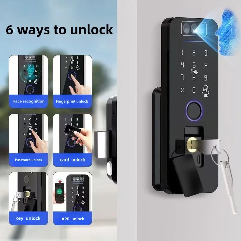 Outdoor Waterproof Smart Lock with Face, Fingerprint, Password, App Control, App Version with 1 Battery