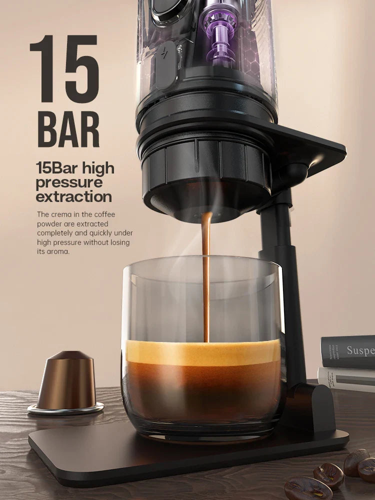Portable Espresso Coffee Maker for Car & Home – 12V Compatible with Pods & Ground Coffee