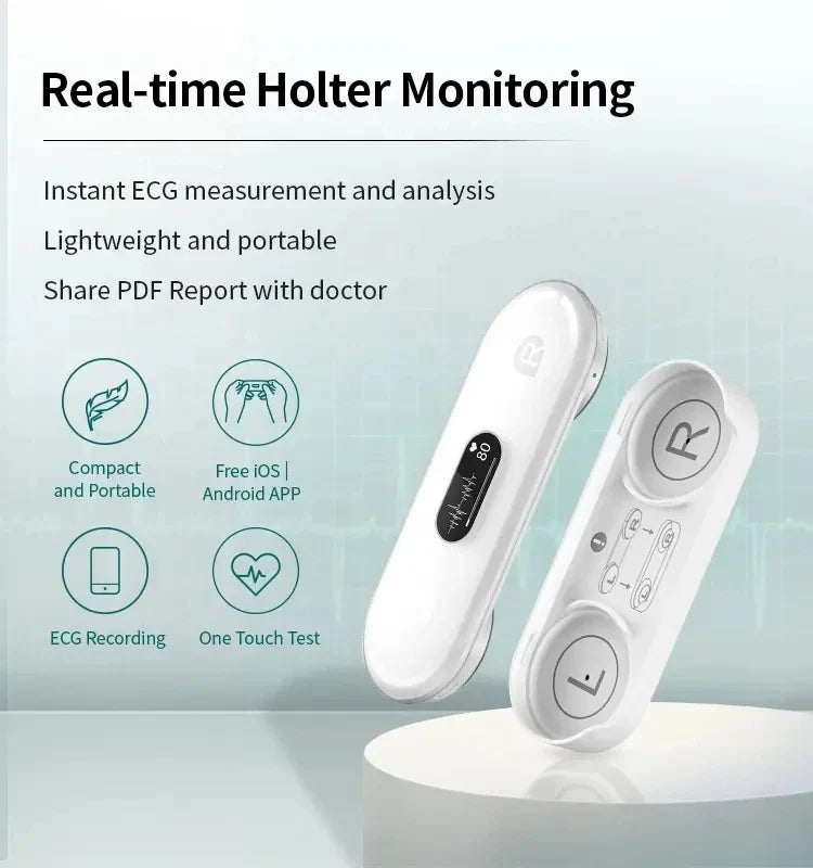 Handheld ECG Heart Rate Tracker with Rechargeable Battery