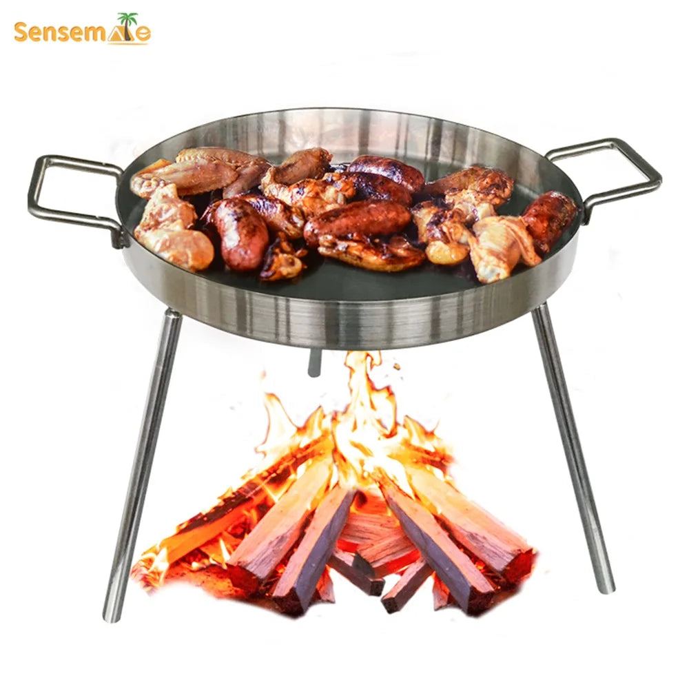 Heavy Duty 50cm Stainless Steel Outdoor Frying Pan with Legs