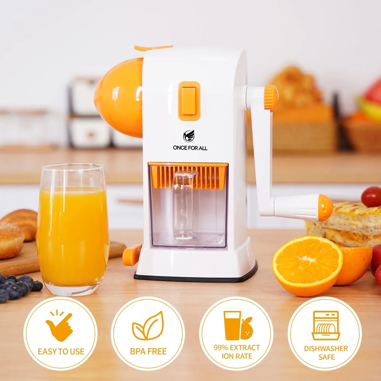 Manual Kitchen Manual Juicer for Lemons and Oranges, White
