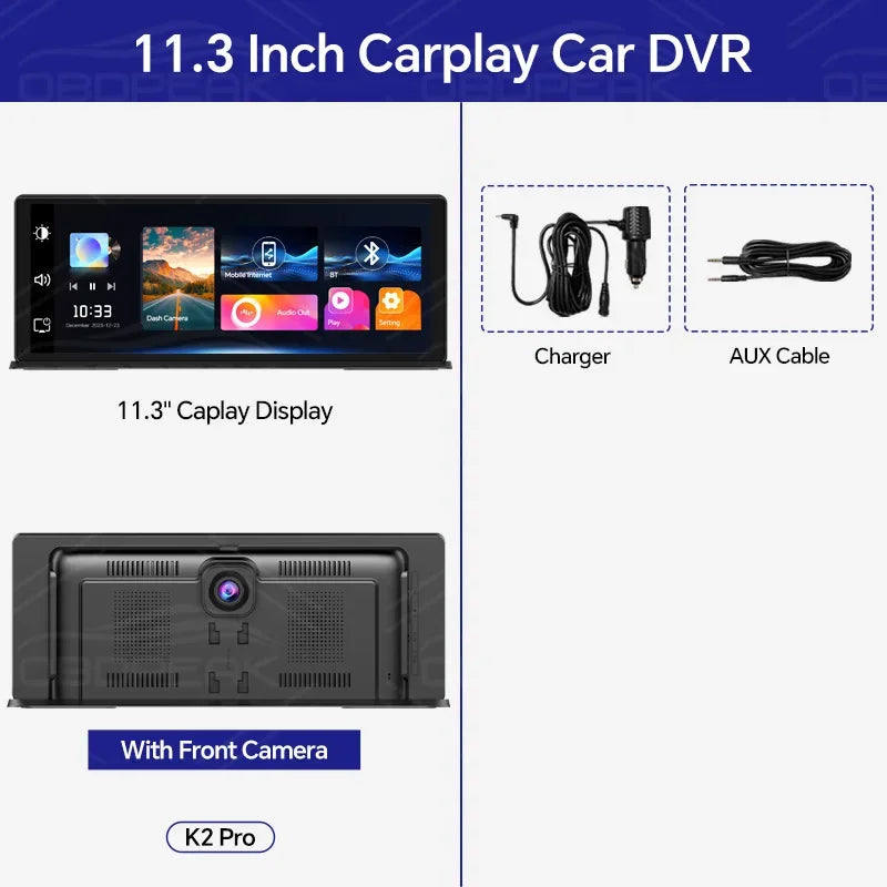 11.3” Smart Rearview DVR with WiFi and Dual Cameras
