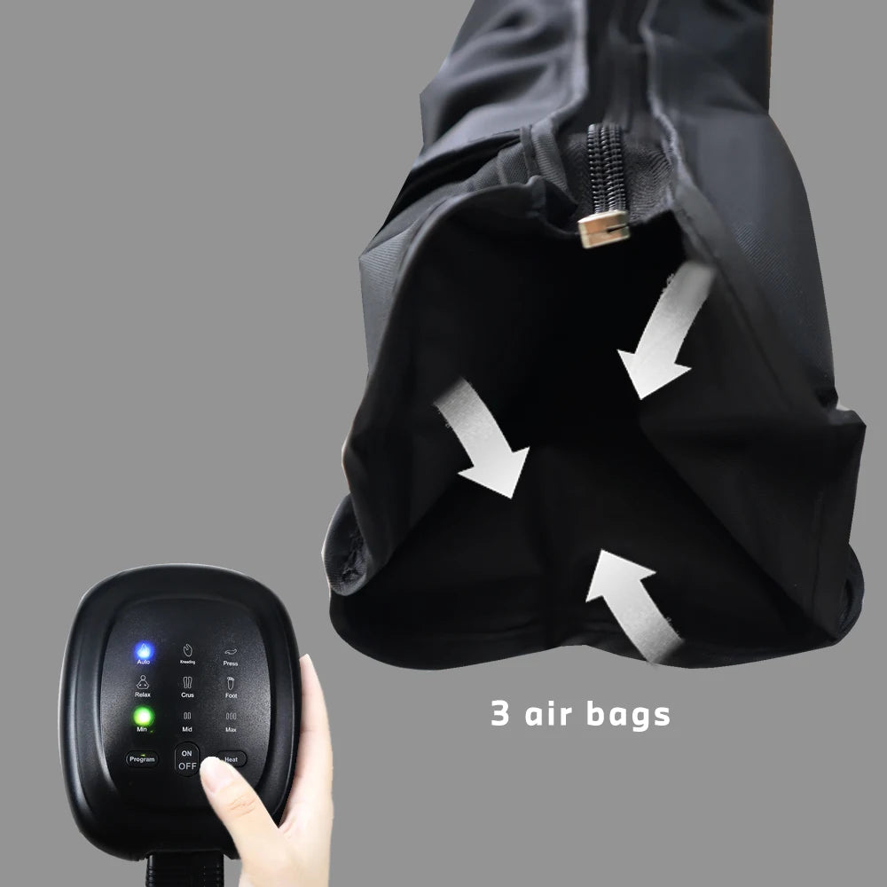 Rechargeable Foot & Leg Compression Therapy Device for Muscle Relief, Circulation Boost Black Large