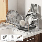 Compact Dish Drying Rack with Tray for Kitchen Organization