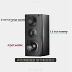 Portable 2.0 Stereo Speakers Wooden Cabinet, HiFi Surround, 60W Output for Home Audio