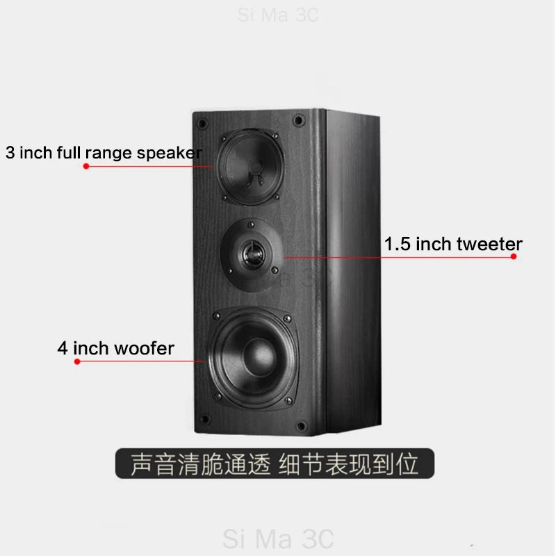 Portable 2.0 Stereo Speakers Wooden Cabinet, HiFi Surround, 60W Output for Home Audio