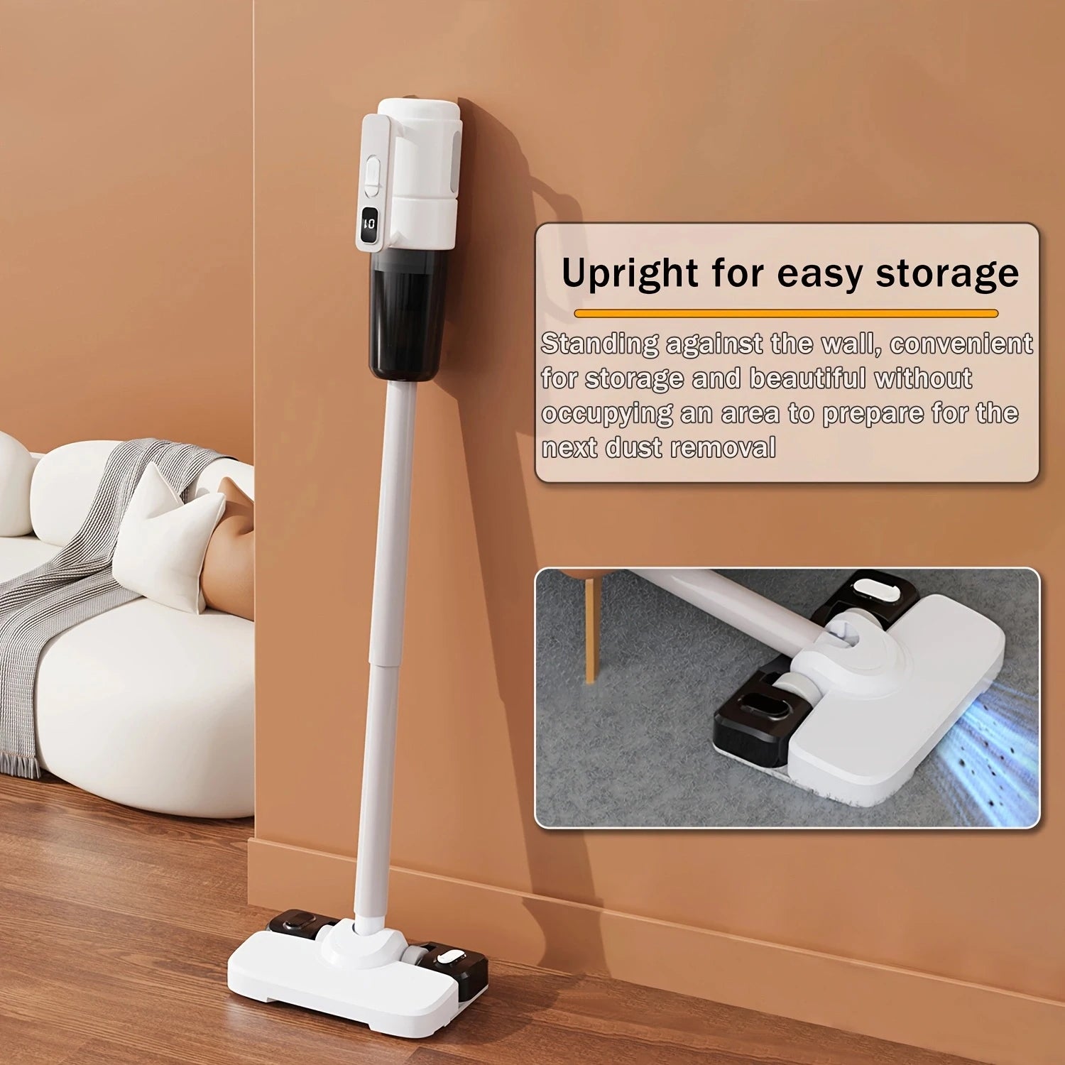 2-in-1 Cordless Vacuum Cleaner with Rotating Brush, HEPA Filtration, 30-Min Runtime
