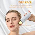 2-in-1 Ultrasonic Skin Exfoliator with Ion Therapy & EMS Lifting – White with Charging Base