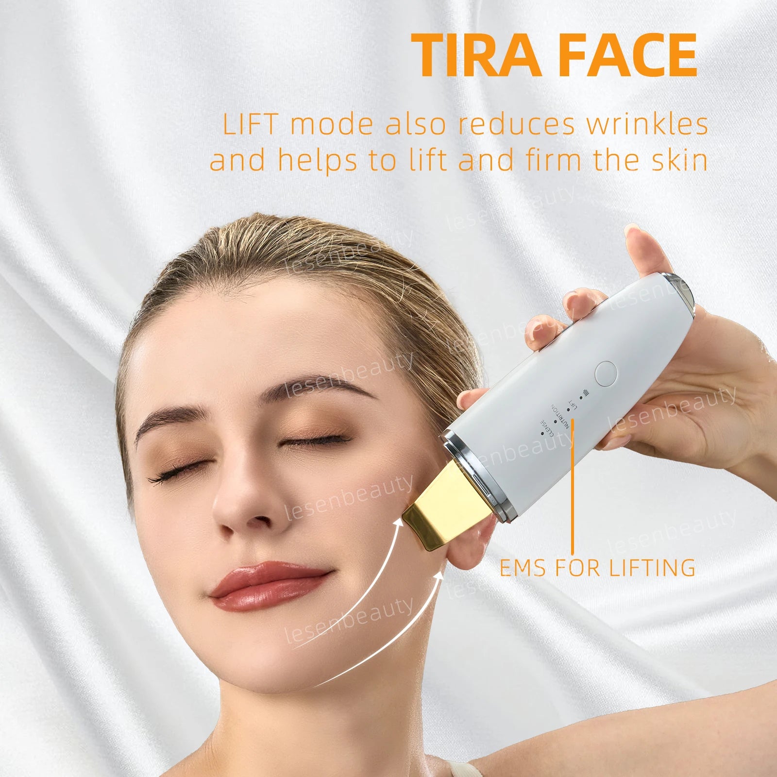 2-in-1 Ultrasonic Skin Exfoliator with Ion Therapy & EMS Lifting – White with Charging Base