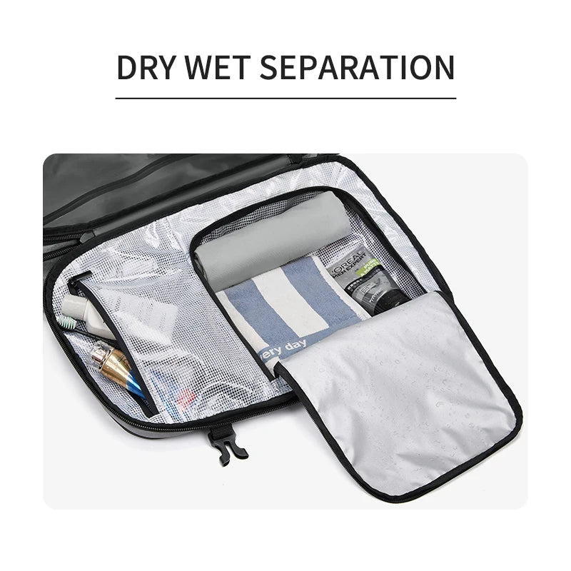 Waterproof 36–55L Travel Backpack with Vacuum Storage and Wet/Dry Separation Black