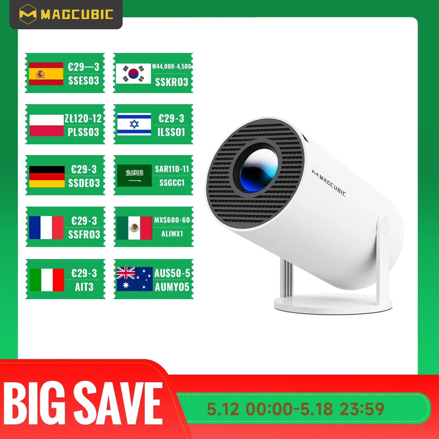 Portable 4K Home Projector with Auto Focus & Android 11
