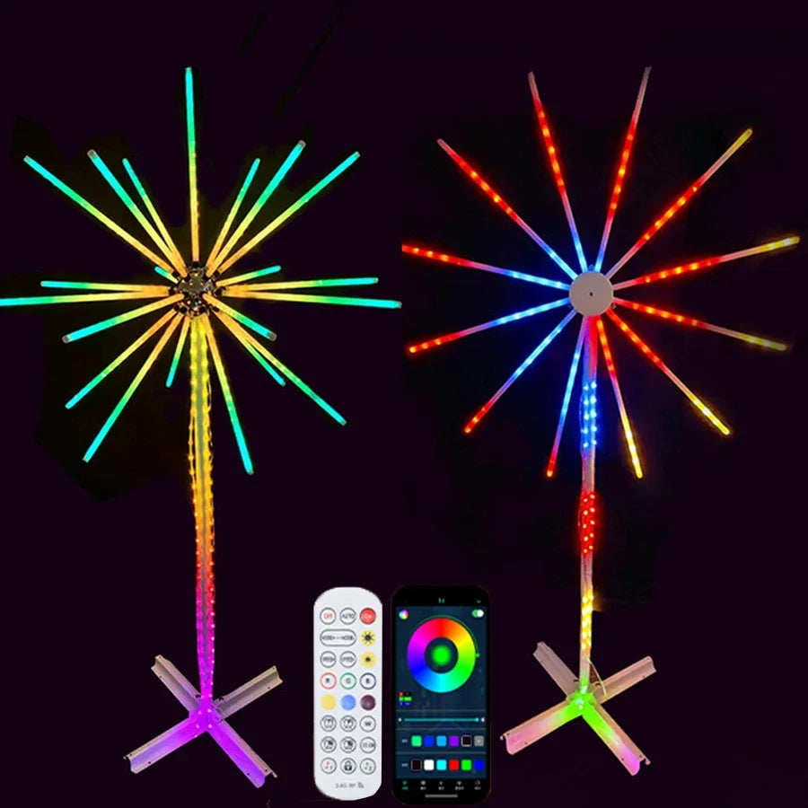 2.5M LED Starburst Firework Garland Smart RGB Lights with 18 Modes for Indoor/Outdoor Use