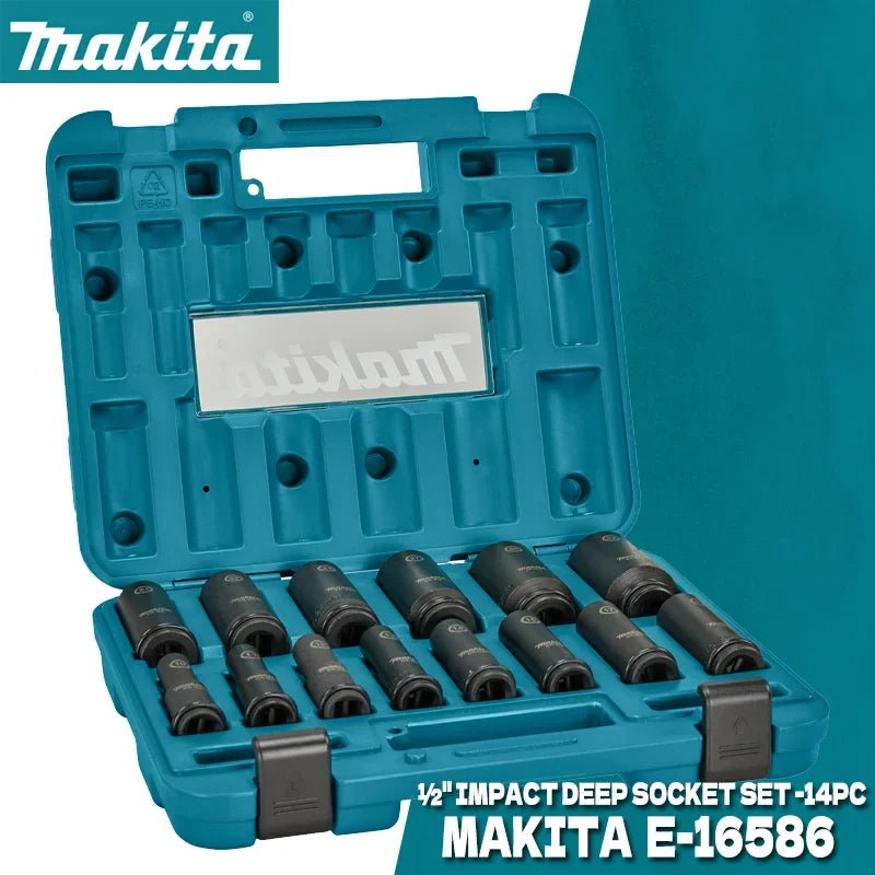14PC 1/2" Impact Deep Socket Set in Carry Case E-16586