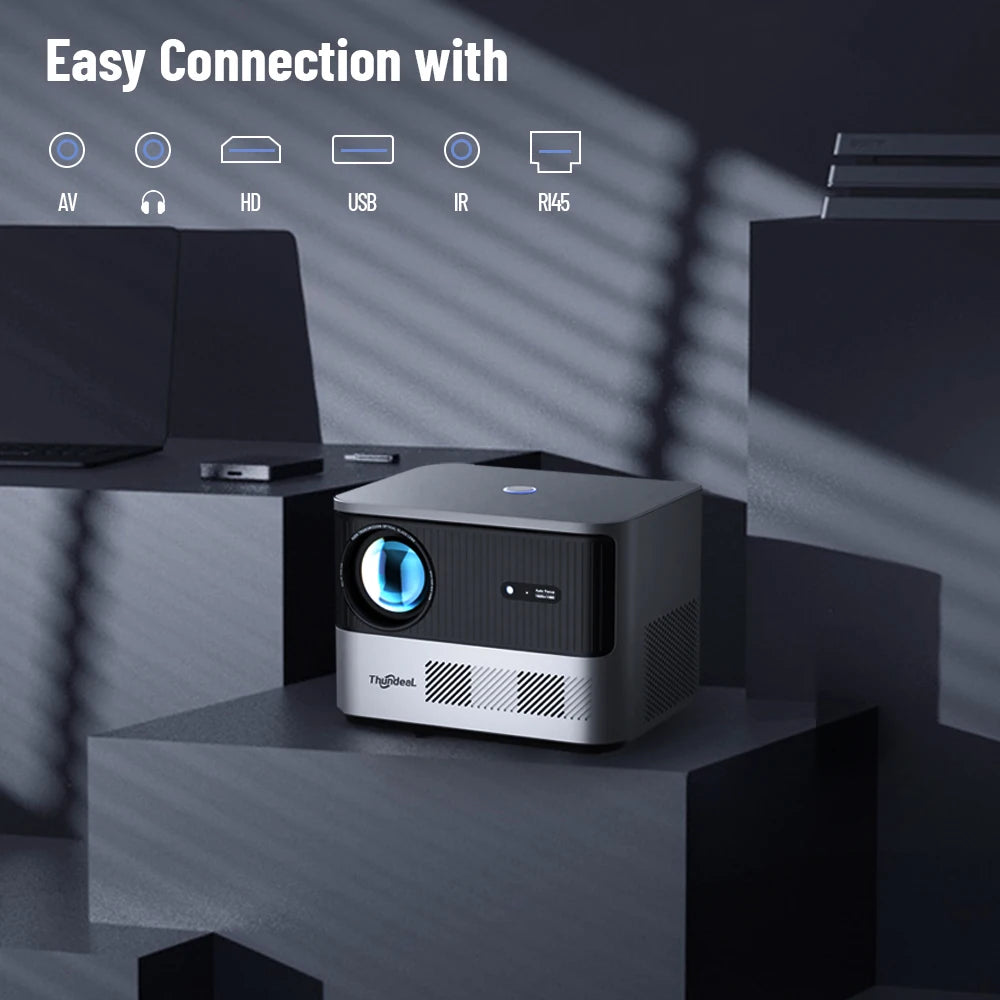 Compact 1080p Home Theater Projector with Auto Focus and Android OS