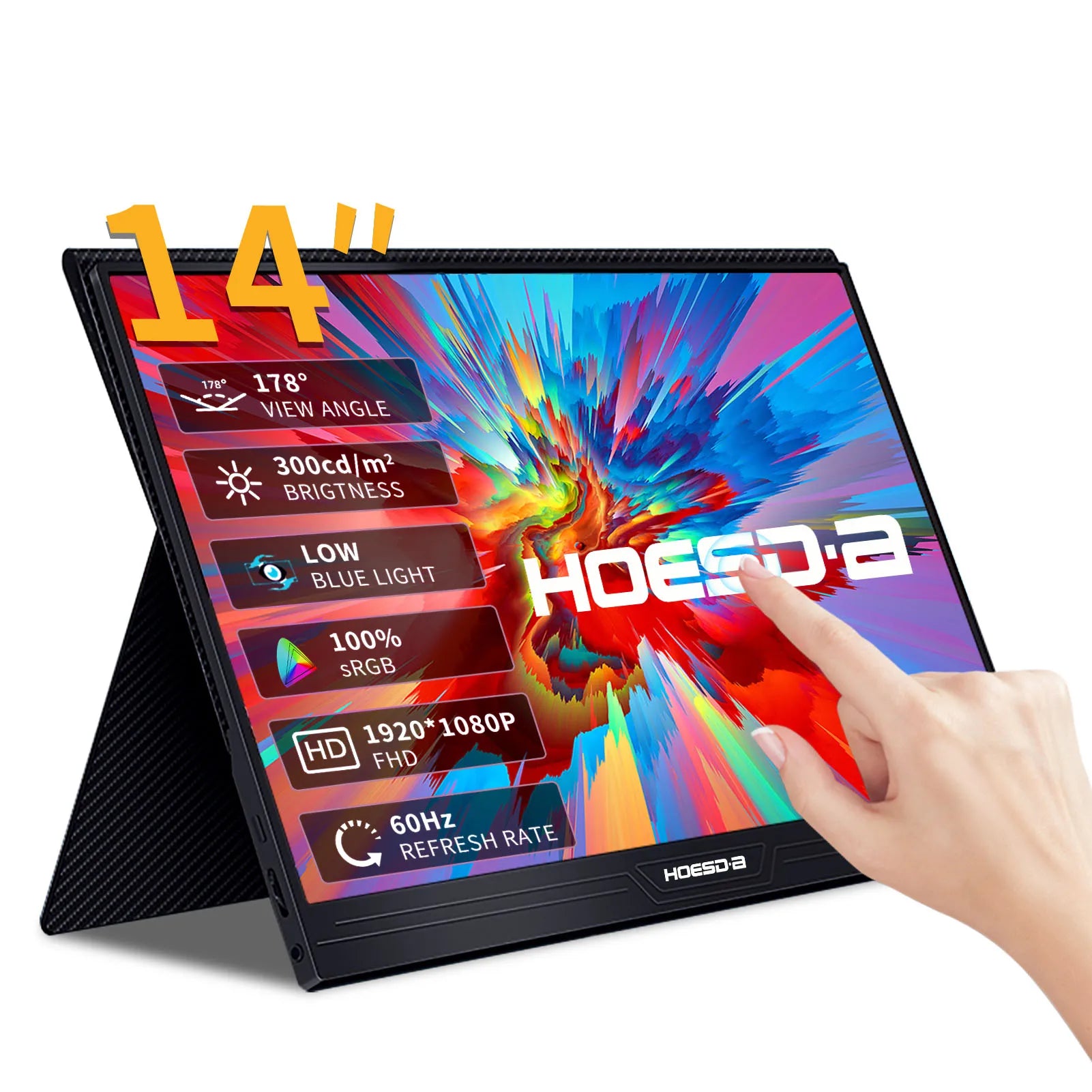 14" Portable Touchscreen Monitor 1080p IPS USB-C Display