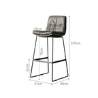 Modern PU Leather High Stools European Style Bar Chairs with Iron Back for Kitchen Seating