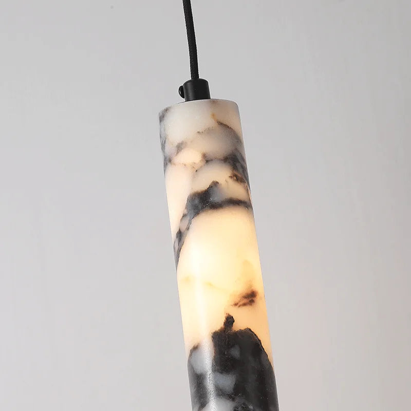 Modern Marble Cylinder Pendant Light with LED for Bedroom or Living Room