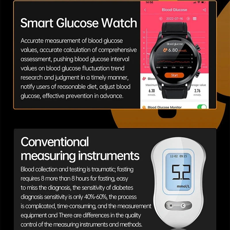 Fitness Smartwatch ECG Blood Pressure Heart Rate Brown Skin Strap