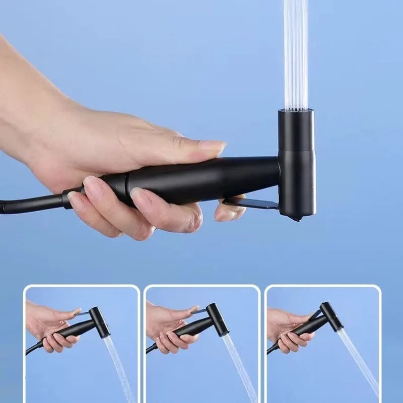 Concealed Dual-Temperature Bathroom Jet Spray Nozzle in Black