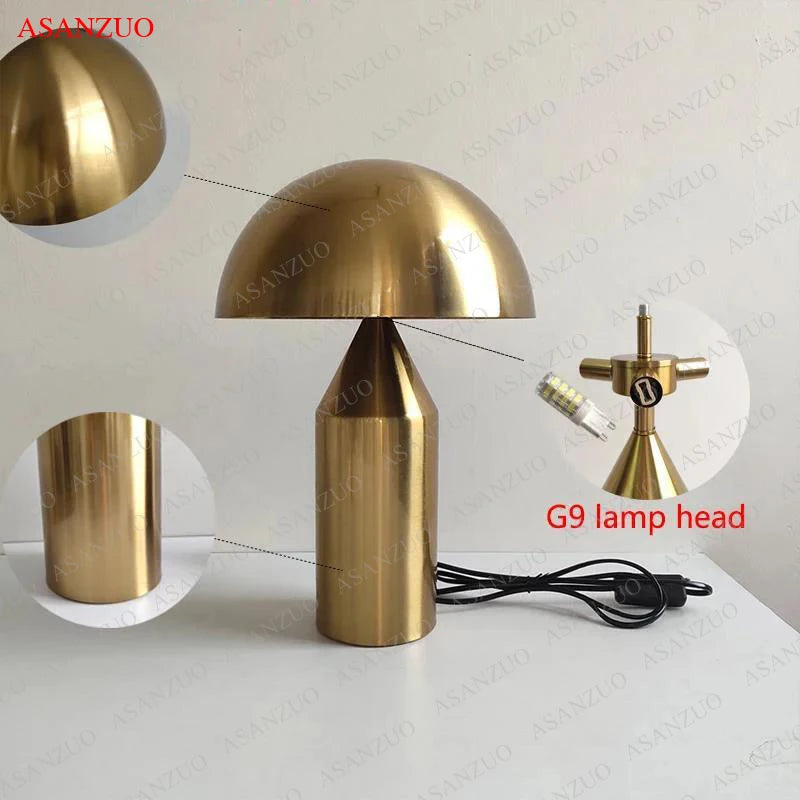 Modern Gold Mushroom Desk Lamp for Bedroom or Study