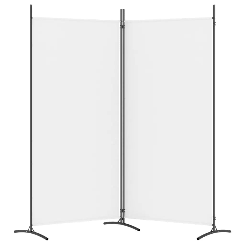 Portable 2-Panel Room Screen Divider 175x180cm – Foldable White Fabric Partition